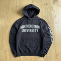 Oversized Champion Northeastern University Hoodie Black Spellout Huskies Size S