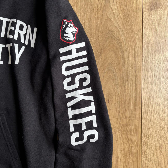 Oversized Champion Northeastern University Hoodie Black Spellout Huskies Size S