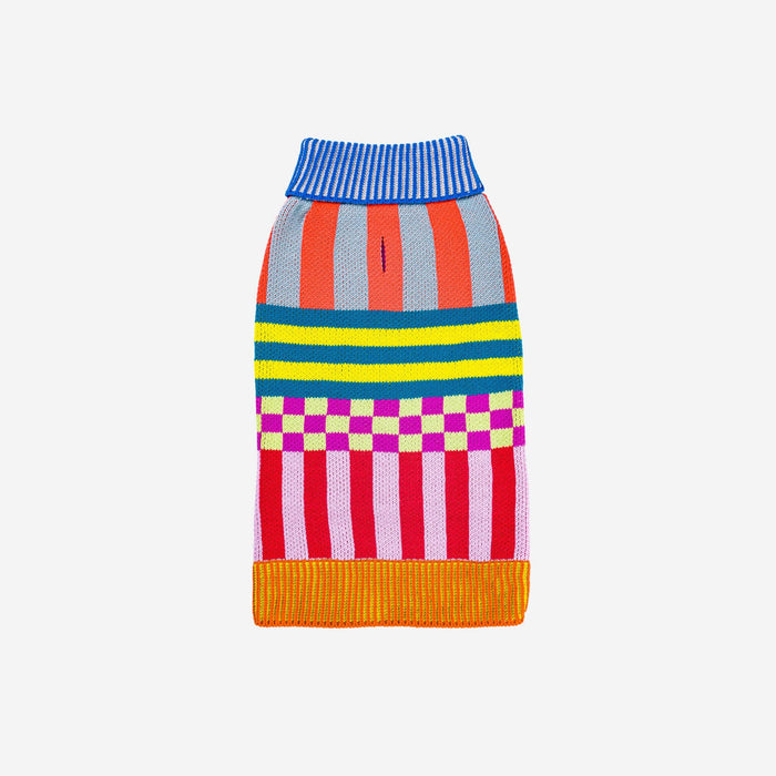 Pattern Patch Dog Sweater: Rainbow / L - 27-40 lbsPuffers, Hoodies, CoatsFound My Animal