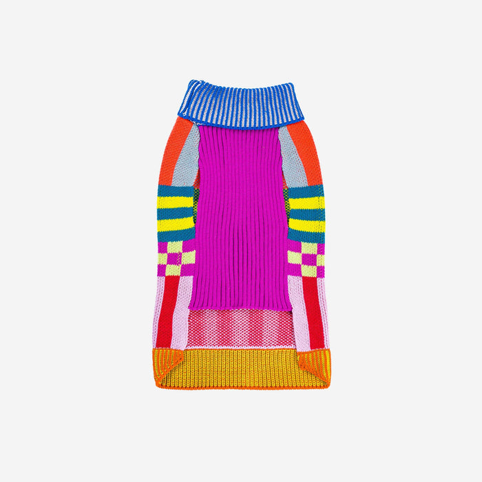 Pattern Patch Dog Sweater: Rainbow / L - 27-40 lbsPuffers, Hoodies, CoatsFound My Animal