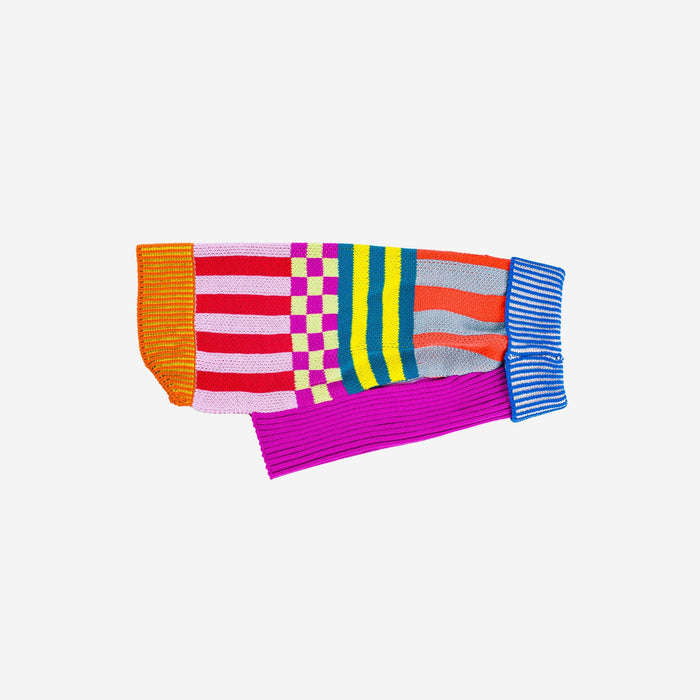 Pattern Patch Dog Sweater: Rainbow / L - 27-40 lbsPuffers, Hoodies, CoatsFound My Animal