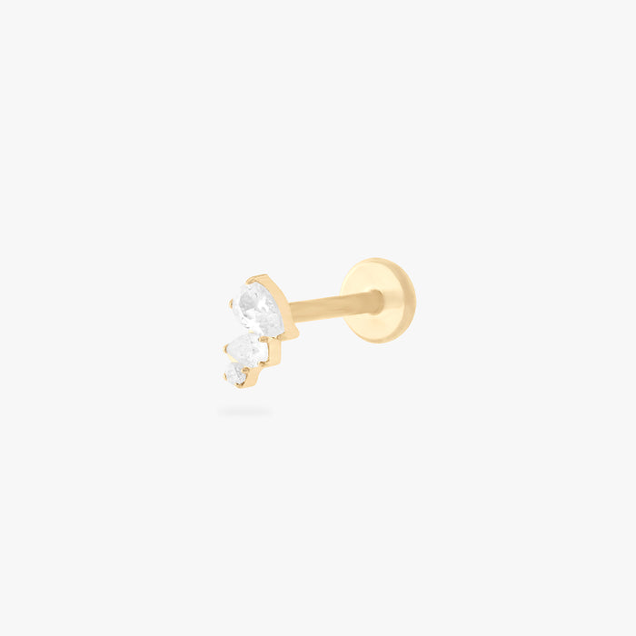 gold flatback with pear cz stones in a cluster setting color:null|gold/clear