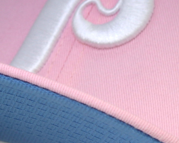 PHILADELHIA PHILLIES (PINK) "1980 WORLDSERIES" NEW ERA 59FIFTY FITTED (SKY BLUE UNDER VISOR))
