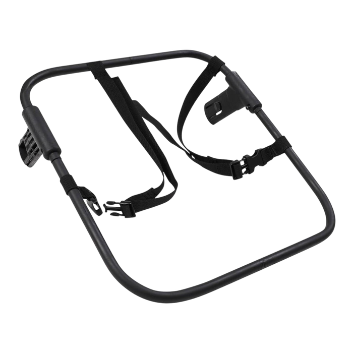 A black phil&teds Universal Car Seat Adaptor designed for Sport, Sport Verso, and Voyager strollers.