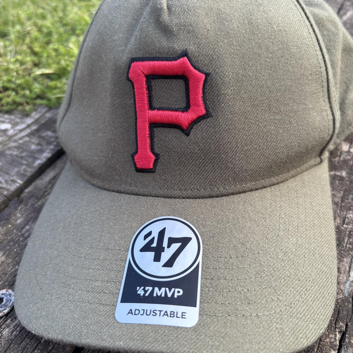 pittsburgh pirates olive green 47 mvp cap adjustable baseball hat