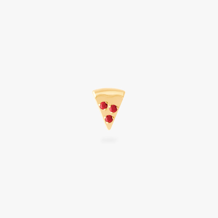 pizza flatback stud with red stone accents in gold color:null|gold