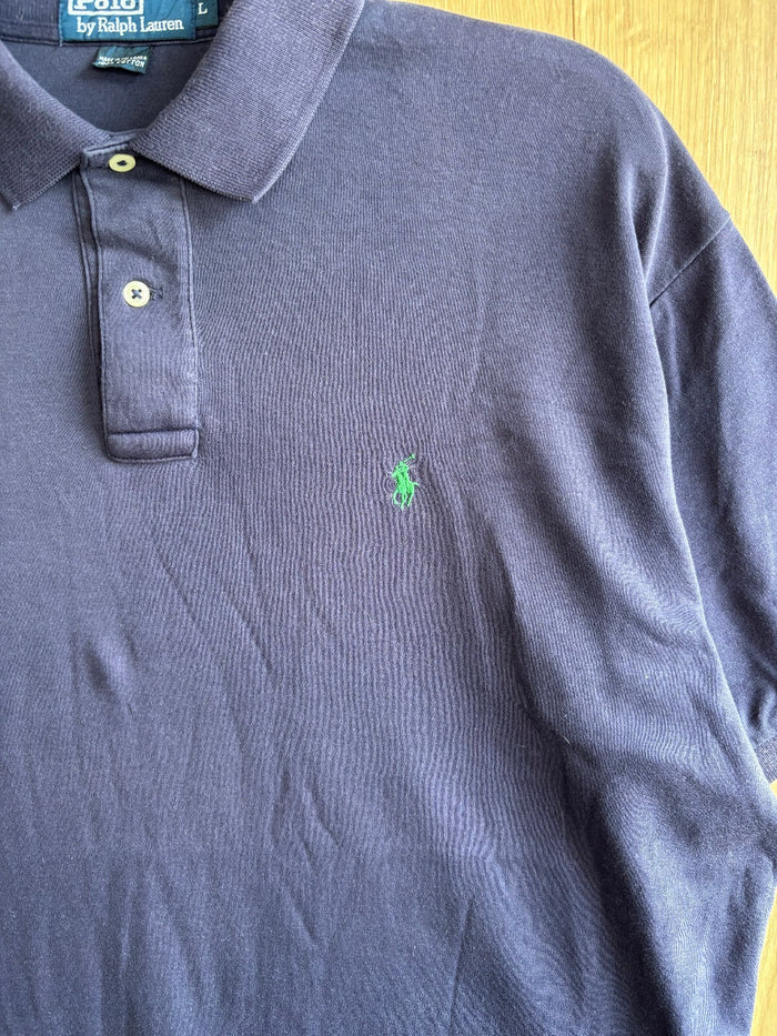 Polo by Ralph Lauren Polo Shirt Navy Green Pony Logo 100% Cotton Size Large