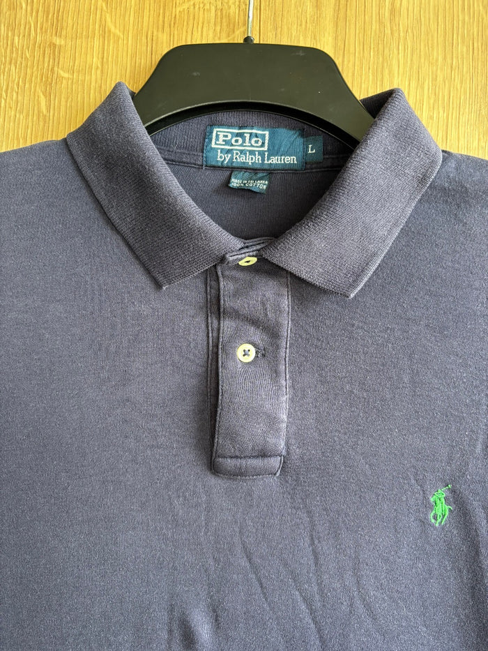 Polo by Ralph Lauren Polo Shirt Navy Green Pony Logo 100% Cotton Size Large