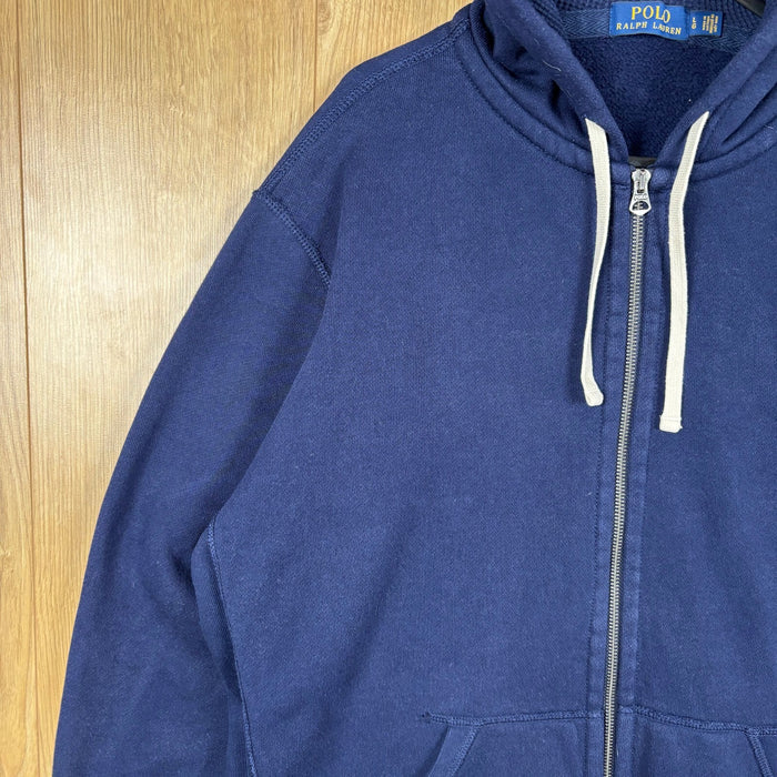 Polo Ralph Lauren Full Zip Hoodie Navy Yellow Pony Logo Mens Large Fleece