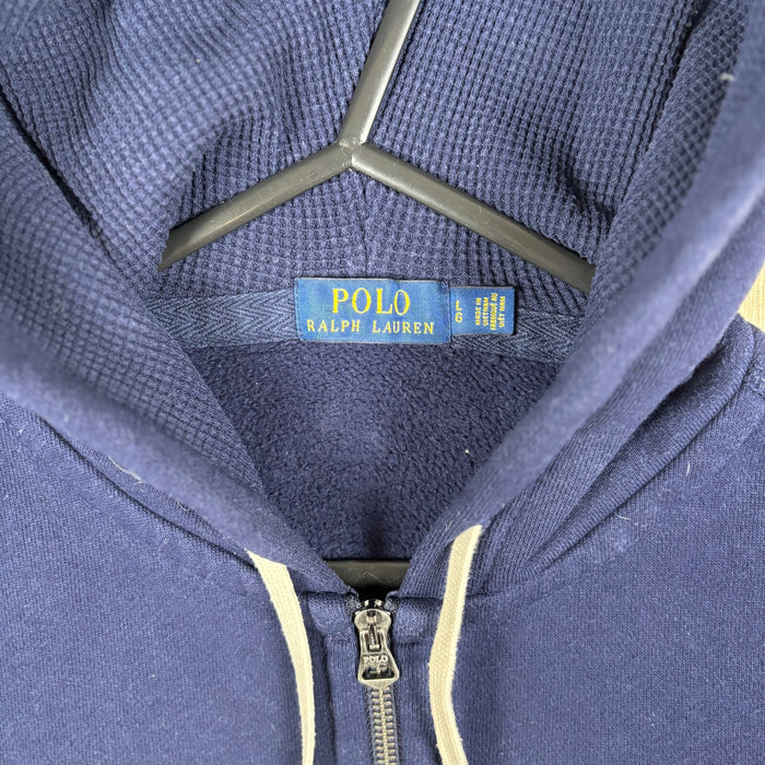 Polo Ralph Lauren Full Zip Hoodie Navy Yellow Pony Logo Mens Large Fleece