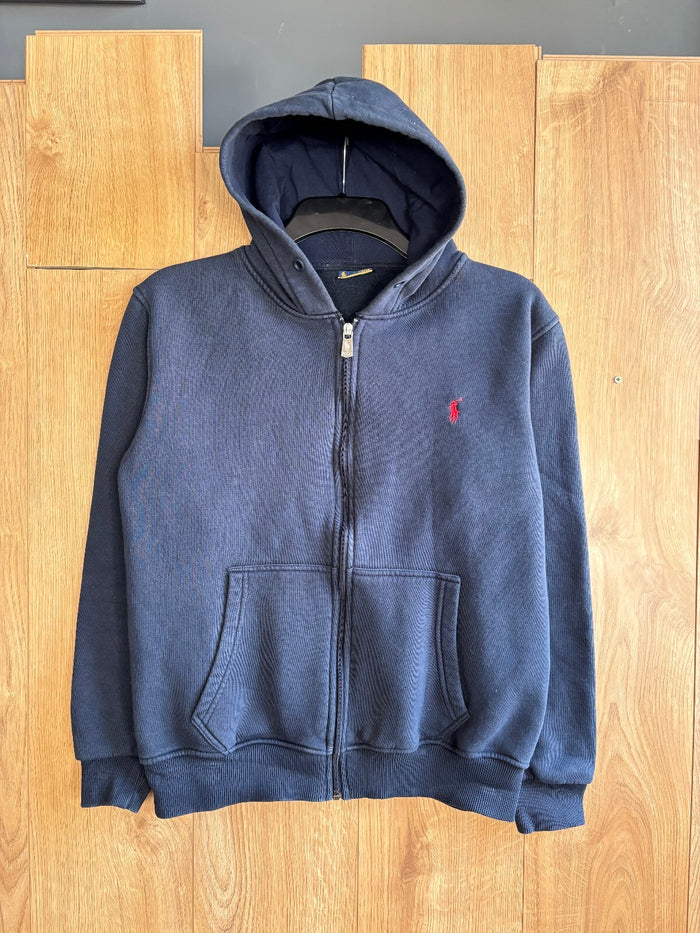 Polo Ralph Lauren Navy Full Zip Hoodie Red Pony Logo Fleece Medium