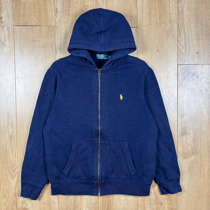Polo Ralph Lauren Navy Full Zip Hoodie Yellow Pony Men's Large