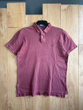 Polo Ralph Lauren Polo Shirt Burgundy Green Pony Logo 100% Cotton Size Large