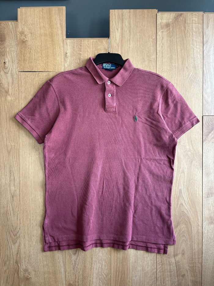 Polo Ralph Lauren Polo Shirt Burgundy Green Pony Logo 100% Cotton Size Large