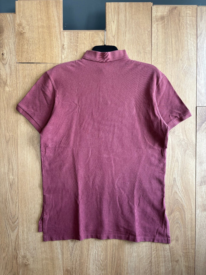 Polo Ralph Lauren Polo Shirt Burgundy Green Pony Logo 100% Cotton Size Large