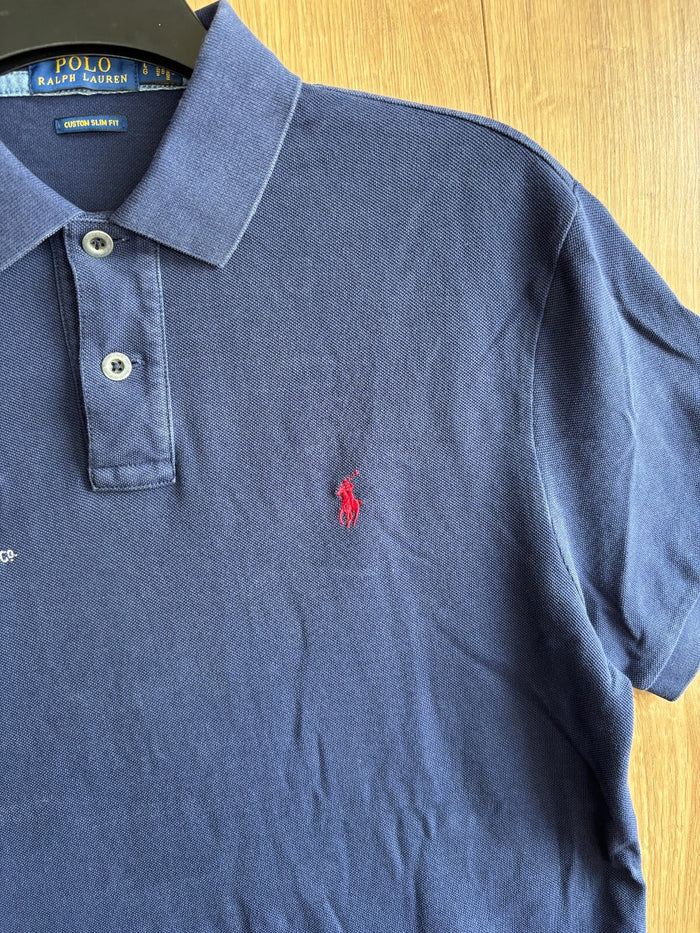 Polo Ralph Lauren USA Flag Eagle Big Back Logo Navy Custom Slim Fit Size Large