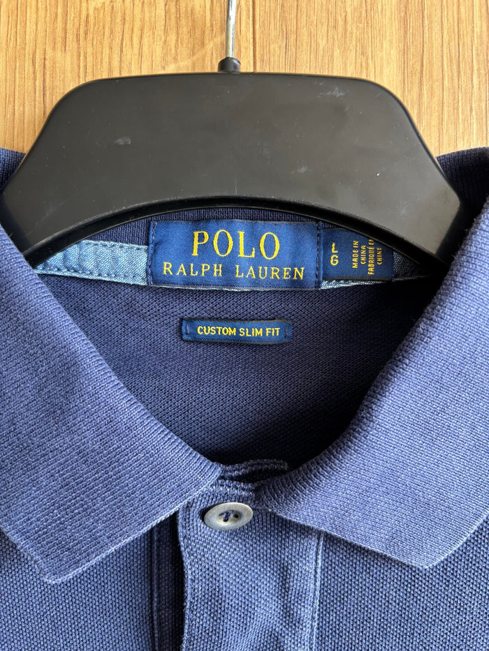 Polo Ralph Lauren USA Flag Eagle Big Back Logo Navy Custom Slim Fit Size Large