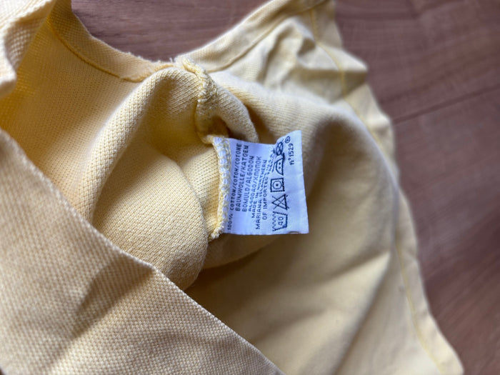 Polo Ralph Lauren Yellow Polo Shirt Navy Pony Logo Cotton Short Sleeve Size L