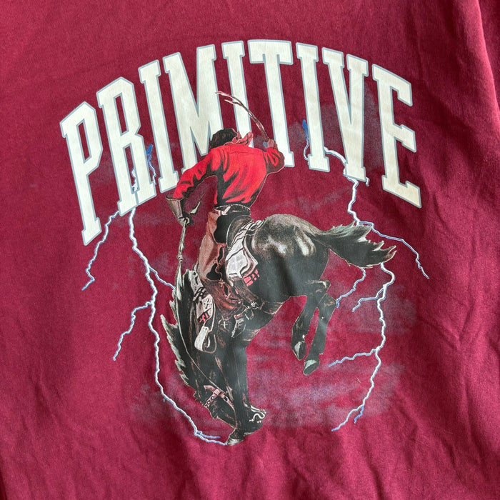 Primitive Skateboarding Cowboy Graphic Sweatshirt Burgundy Crewneck Size XL