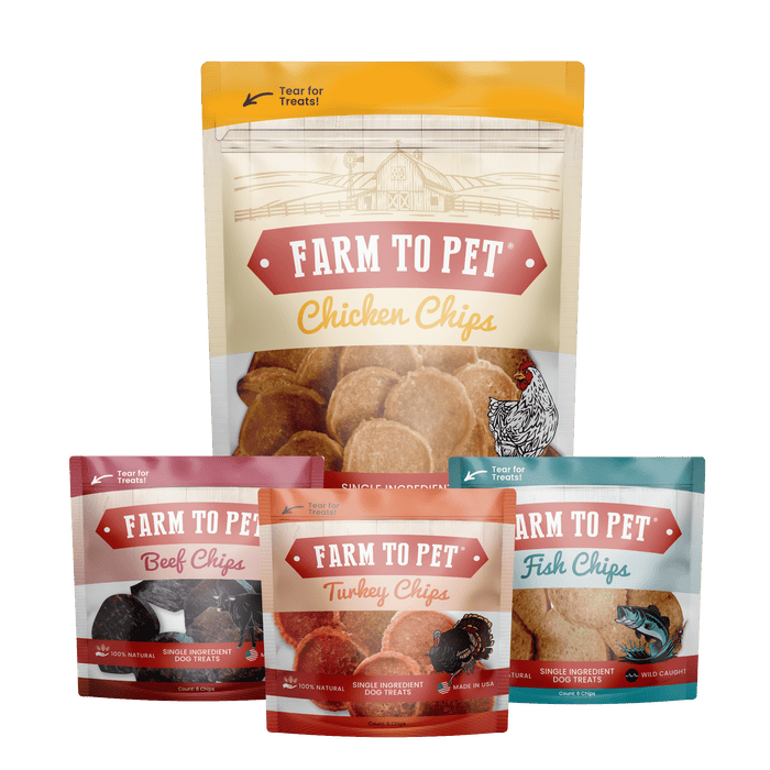 Puppy Packs 'n Snacks Dog Treat Starter Pack | Single-Ingredient Training TreatsDog TreatsFound My AnimalChicken 4oz + 1 Beef & 1 Turkey & 1 Fish Snack Pack