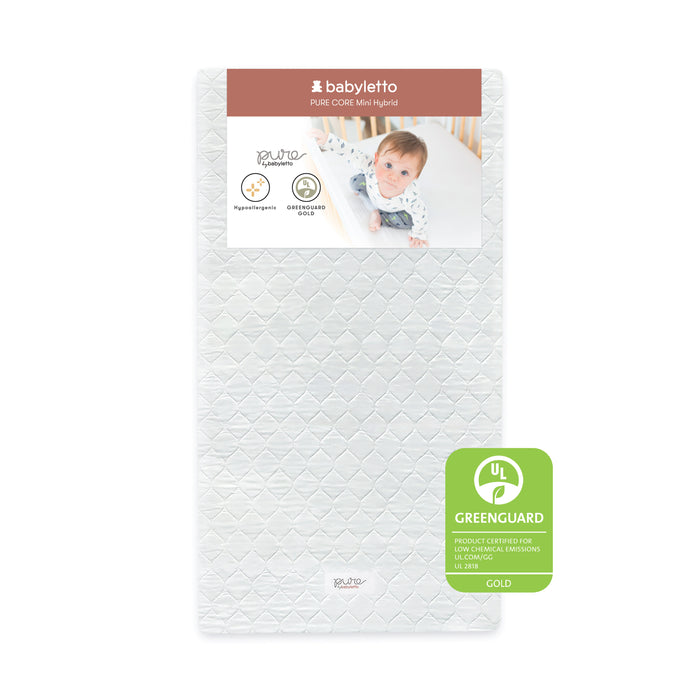 Pure Core Mini Crib Mattress w/ Hybrid Quilted Waterproof Cover (Lightweight)