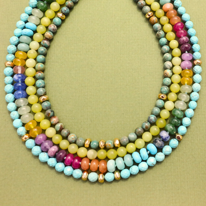 Rainbow Jade Beaded Necklace - 18"