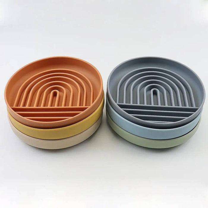 Rainbow Silicone Slow Feeder Lick Mat with Suction tanDog BowlsFound My Animal