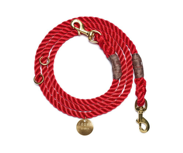 Red Rope Dog Leash | Bolt Snaps | Adjustable | Found My AnimalShop LeashesFound My AnimalS