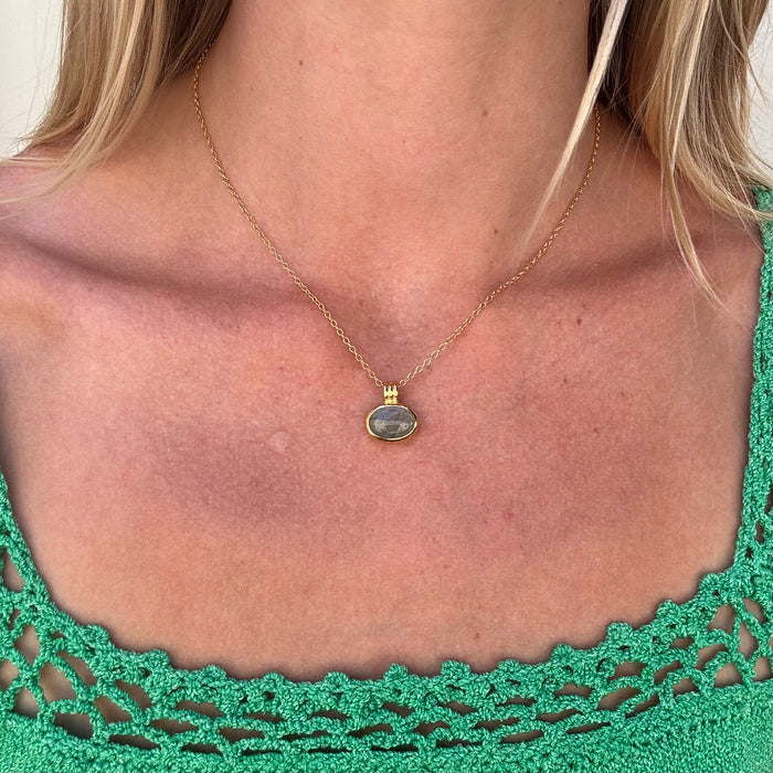 Reversible Labradorite & Dotted Oval Necklace