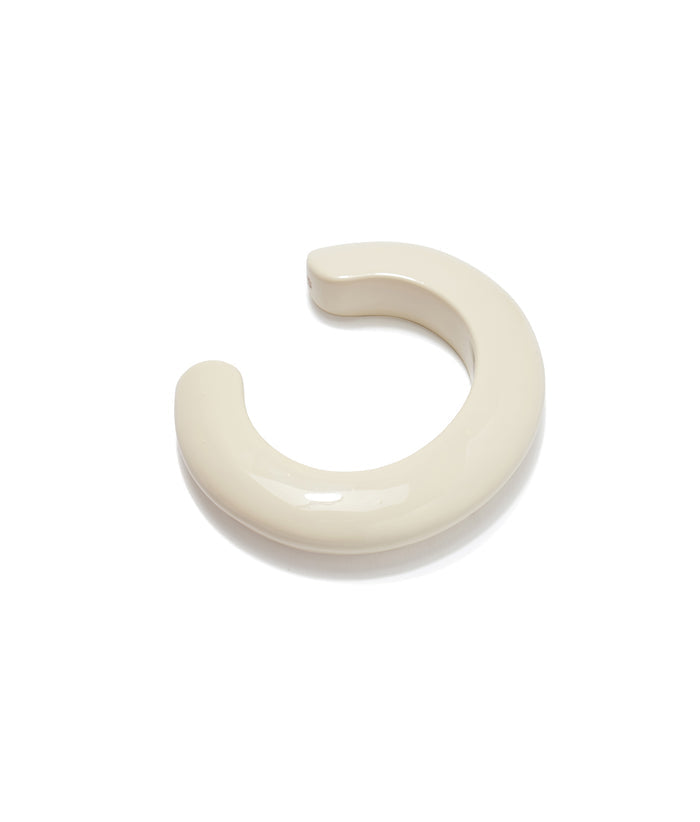 Ridge Cuff in Alabaster. Creamy white thin domed resin cuff bracelet