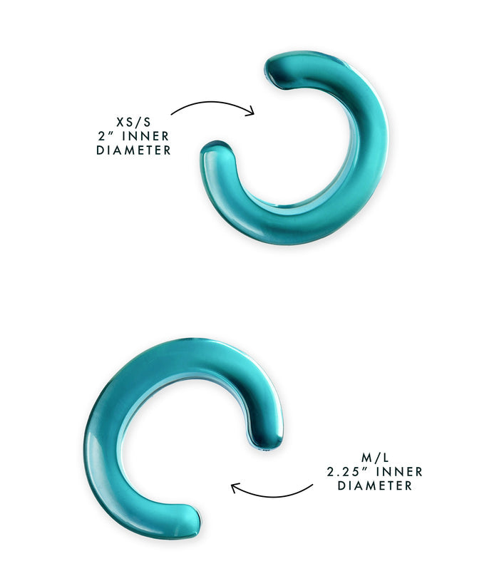 Diagram showing size differentiation between XS/S and M/L ridge cuffs