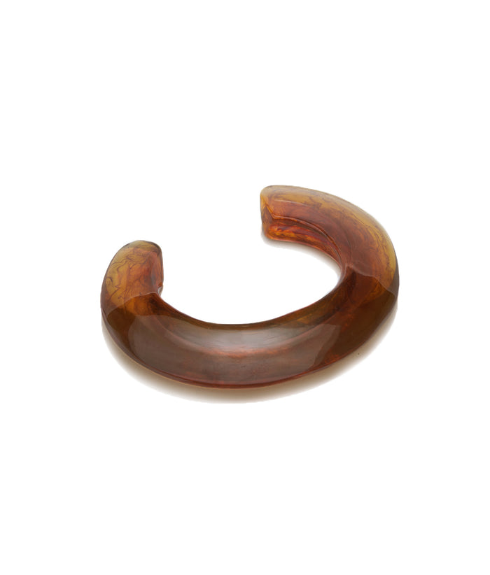 Ridge Cuff in Tortoise. Thin domed cuff bracelet in tortoise-colored resin.