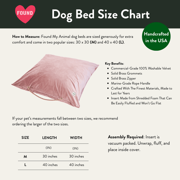 Rose Washable Velvet Dog BedDog BedsFound My AnimalM