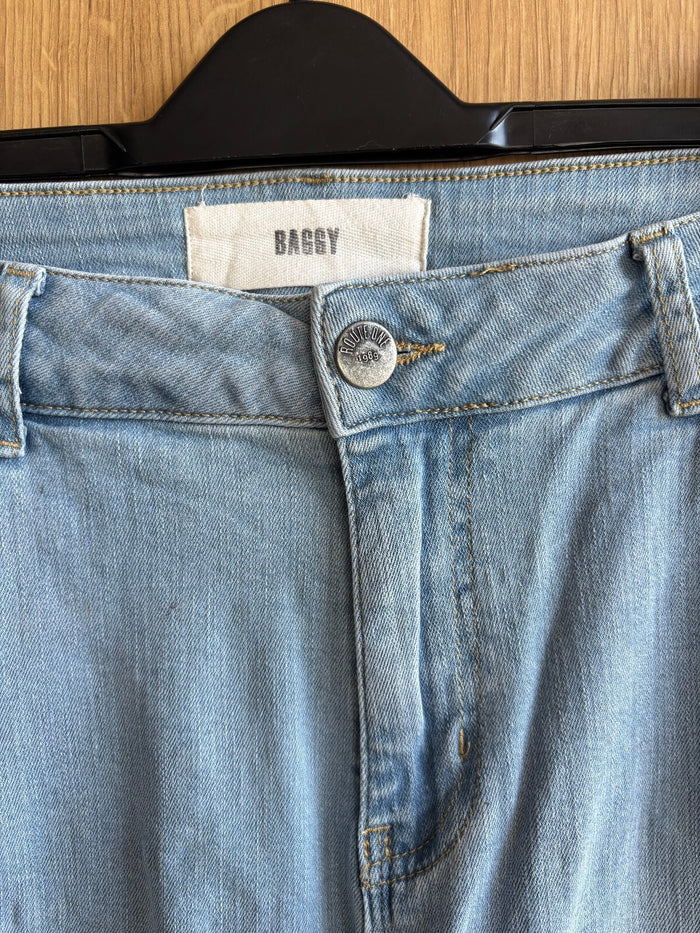 Route One Baggy Jeans Light Wash Wide Leg Denim Jeans Blue Men's