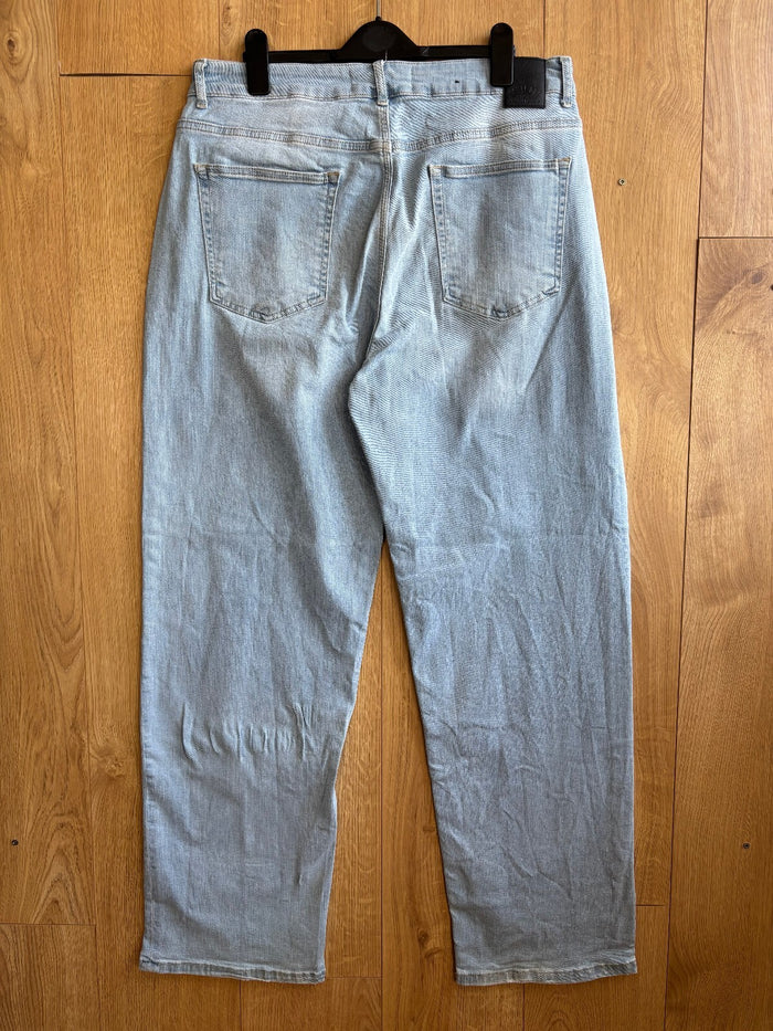 Route One Baggy Jeans Light Wash Wide Leg Denim Jeans Blue Men's