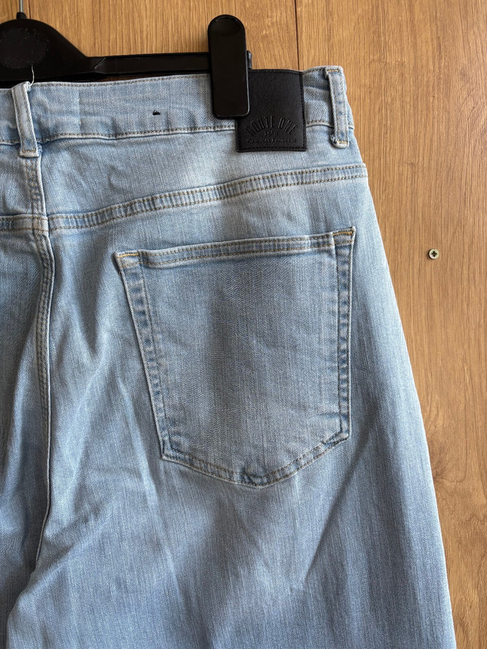 Route One Baggy Jeans Light Wash Wide Leg Denim Jeans Blue Men's