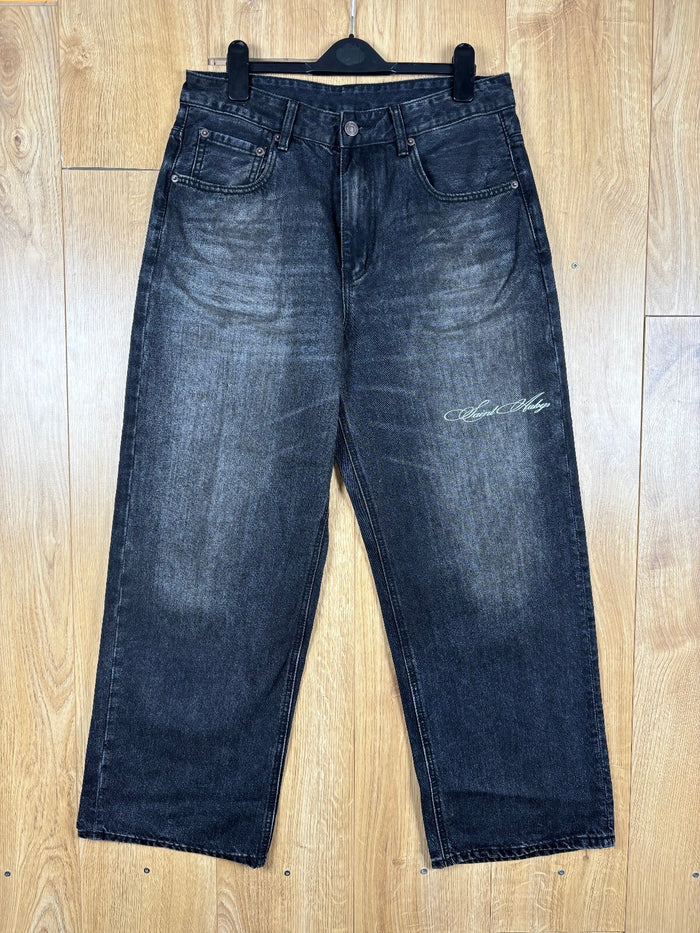 Saint Aubyn Black Baggy Jeans XL Wide Leg Y2K Skater Denim