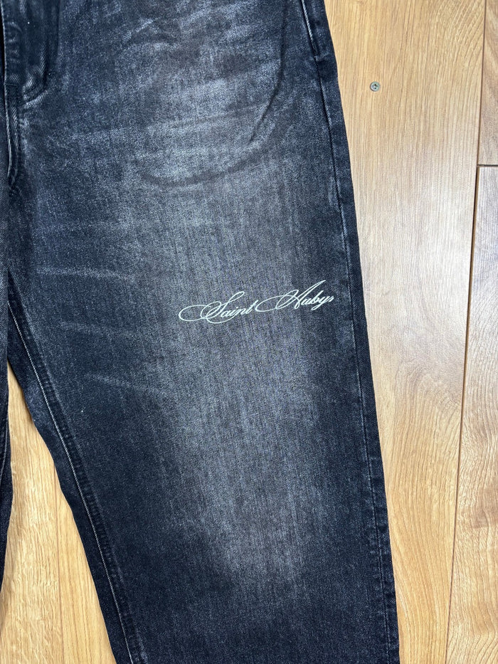 Saint Aubyn Black Baggy Jeans XL Wide Leg Y2K Skater Denim