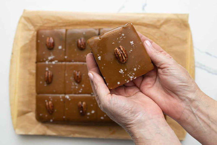 Salted Caramel Turtle Brownies by Crumble Crate