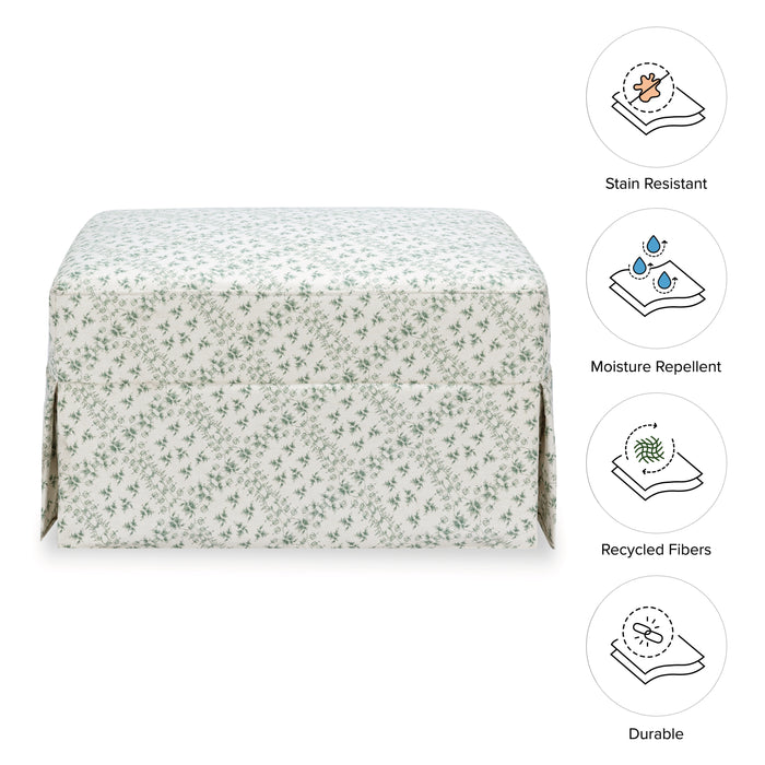 M21785GLT,Namesake,Sarah Flint x Namesake Crawford Gliding Ottoman in Green Lattice Performance Eco-Weave