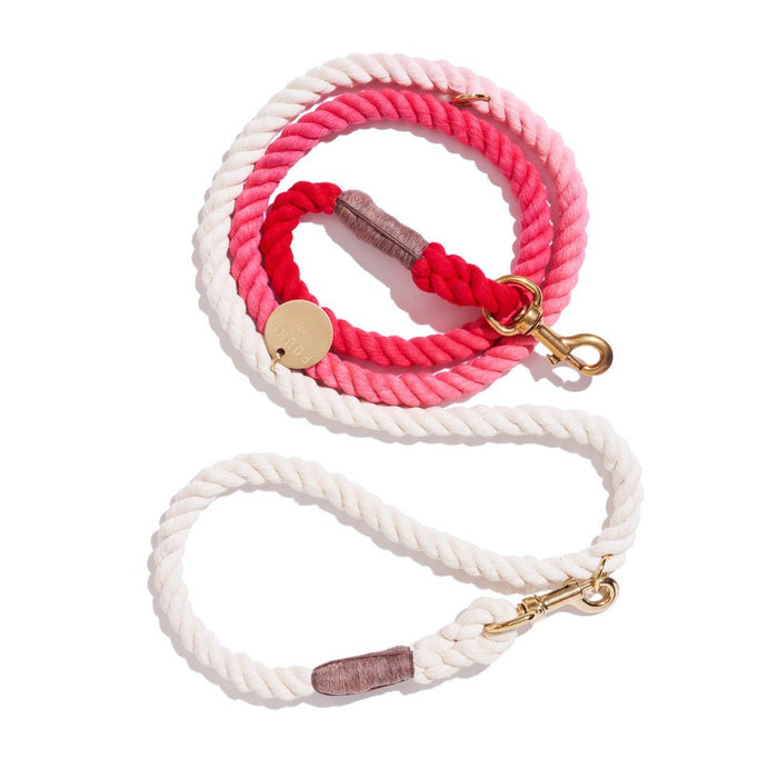 Scarlet Cotton Rope Dog Leash | Italian Solid Bronze Bolt Snaps, Adjustable | Found My AnimalShop LeashesFound My AnimalS