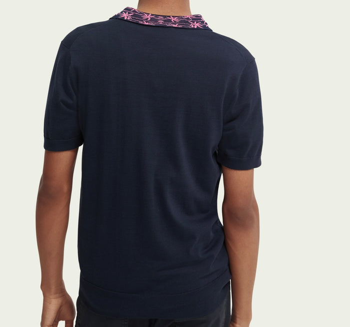 SCOTCH & SODA "JACQUARD" COLLAR ORGANIC POLO