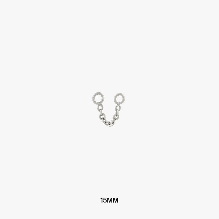 This is a thin silver chain that can be used to connect two earrings and measures 15mm color:null|15mm|15mm / silver