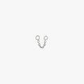 This is an image of a silver toned chain that is 2mm in length with two jump rings at the ends against a white background.