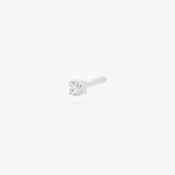 This is an image of a 6mm length silver/clear flatback post with a mini CZ disc. [hover] color:null|6mm