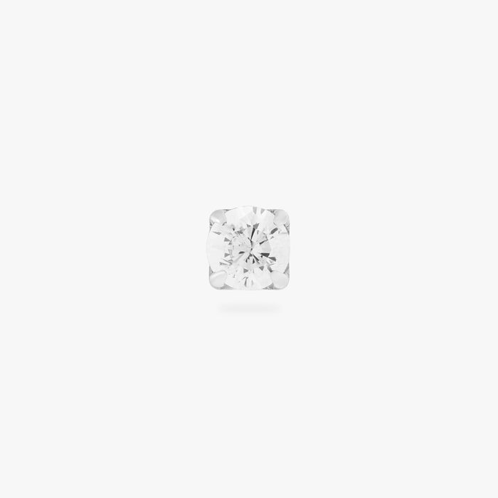 This is an image of a 6mm length silver/clear flatback post with a mini CZ disc. color:null|6mm