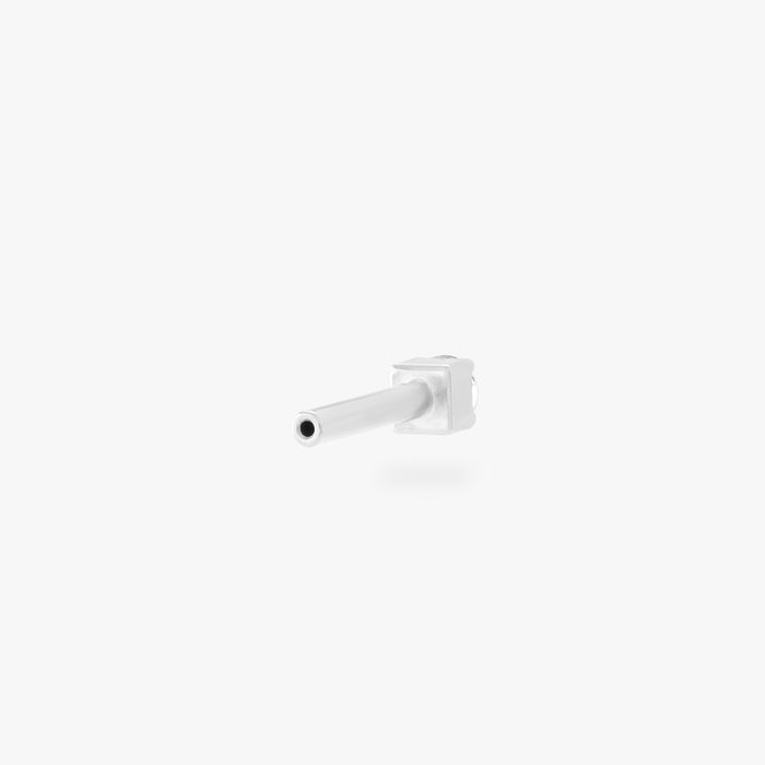 This is an image of an 8mm length silver/clear flatback post with a mini CZ disc. color:null|8mm