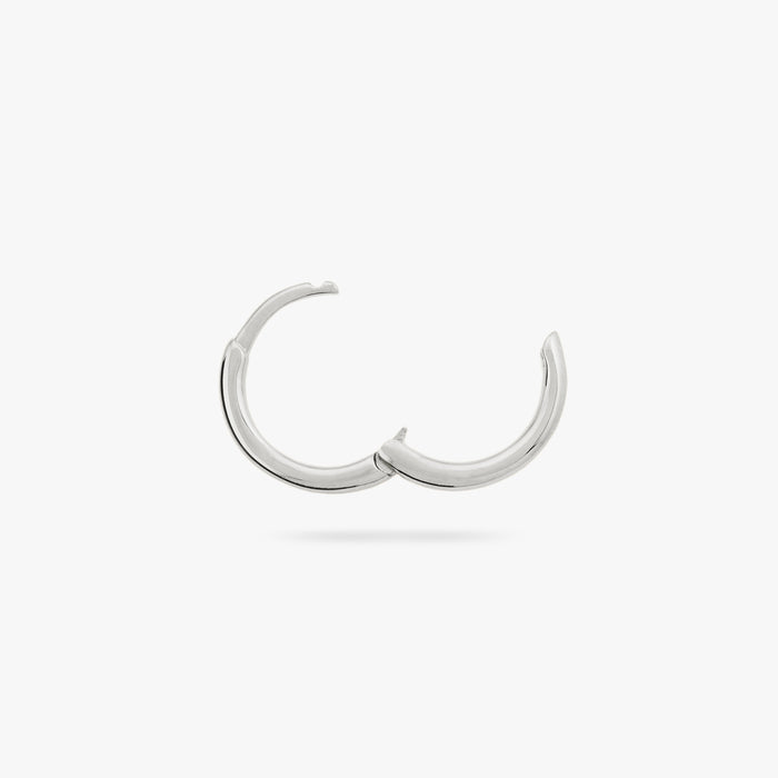 Small slim silver huggie. color:null|silver