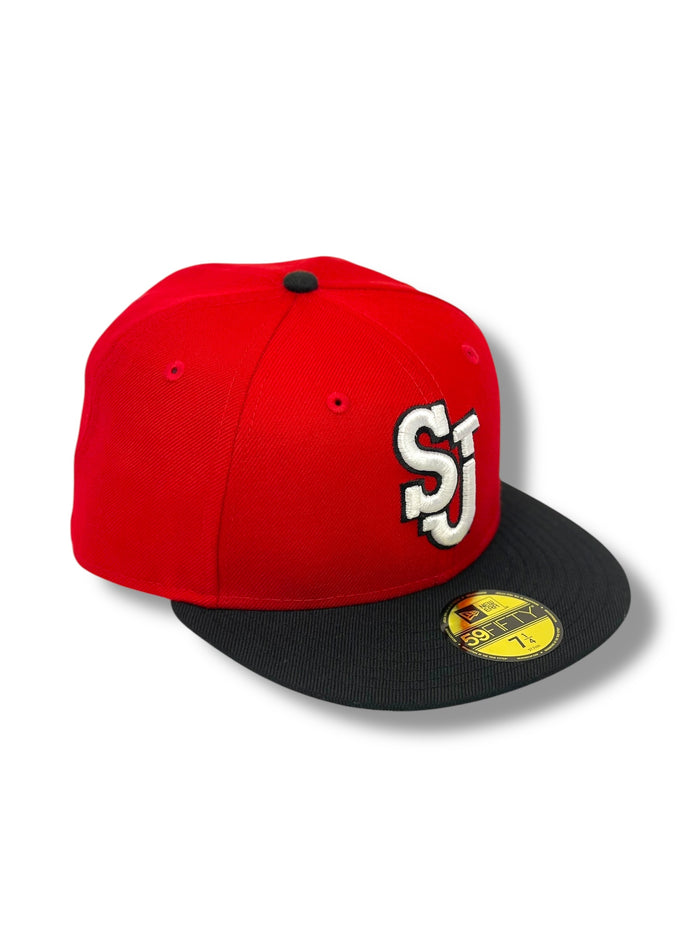 ST JOHNS RED STORM (RED) NEW ERA 59FIFTY FITTED (BLACK VISOR)