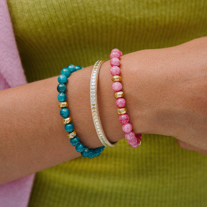 Strawberry Jade Beaded Magnetic Bracelet